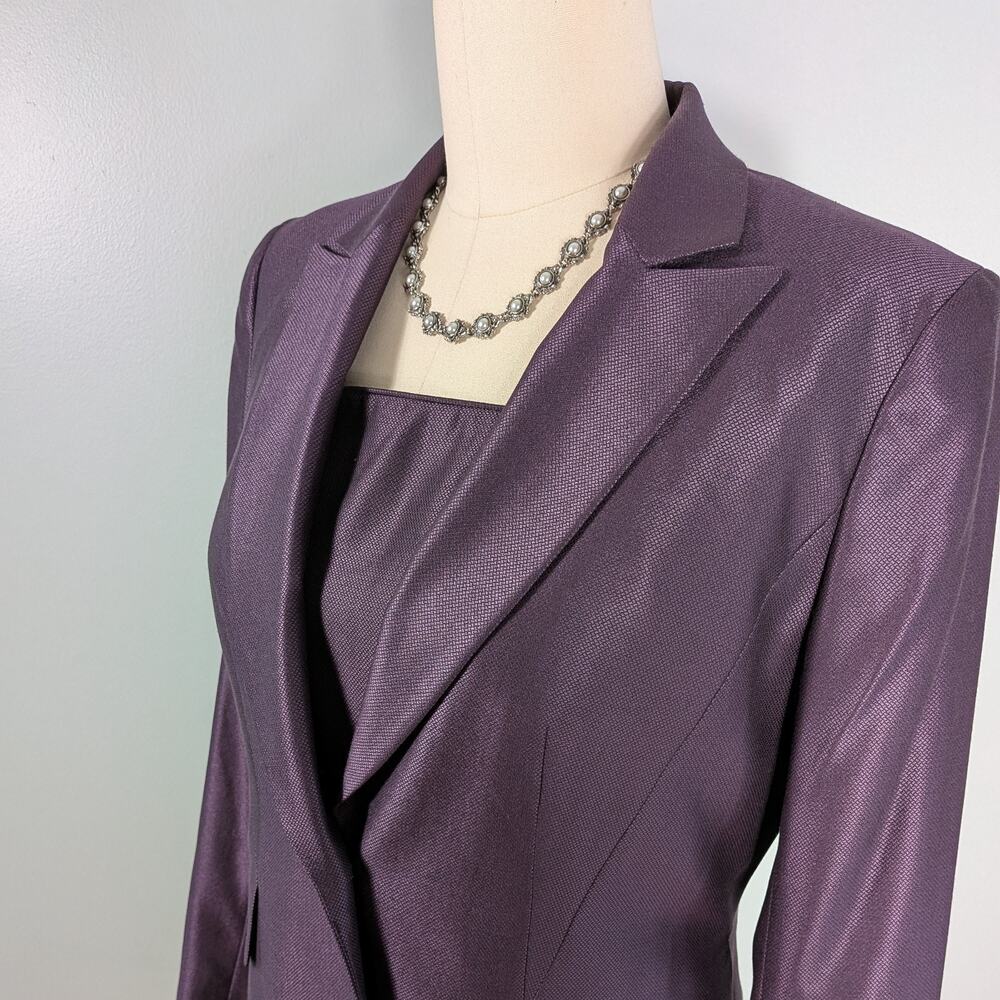 Lafayette Suit 8 Purple Blazer Jacket Midi Dress Wool Silk Work Career Classic - Picture 9 of 15